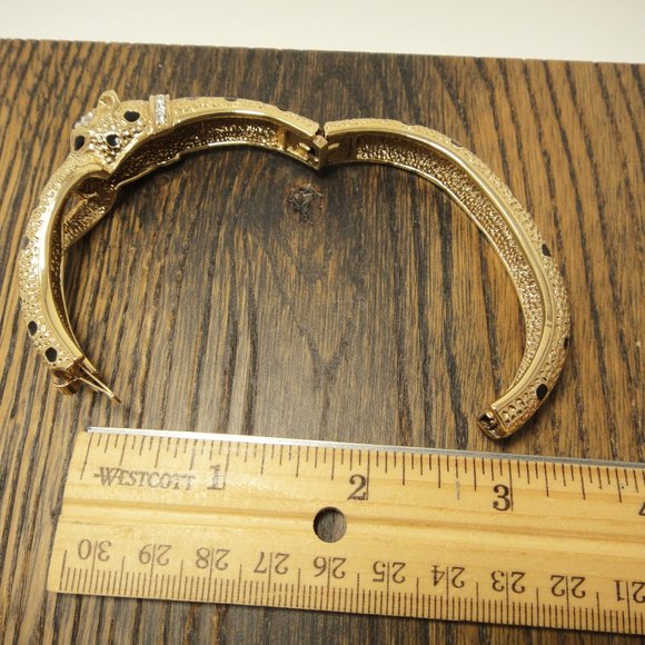 A&S Leopard Enamel Rhinestone Bangle Bracelet Jaguar - Picture 9 of 13